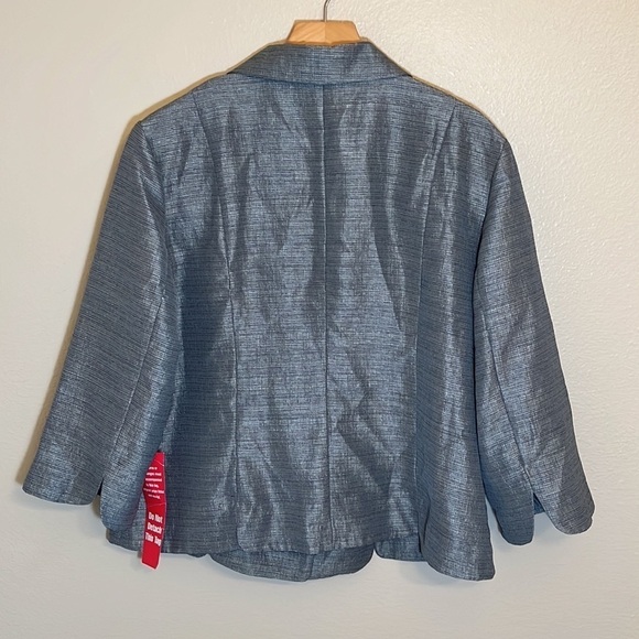 VOIR Collection Silver Plus Size Blazer Suit Jacket - Picture 5 of 12